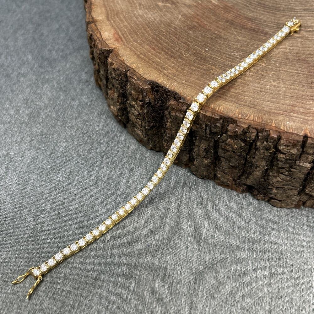 Vintage Roman Signed Faux Diamond Gold Tone Tennis Bracelet AS-IS FOR PARTS